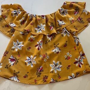 H.I.P. Off the shoulder multicolor Floral Ruffle top Womens Small